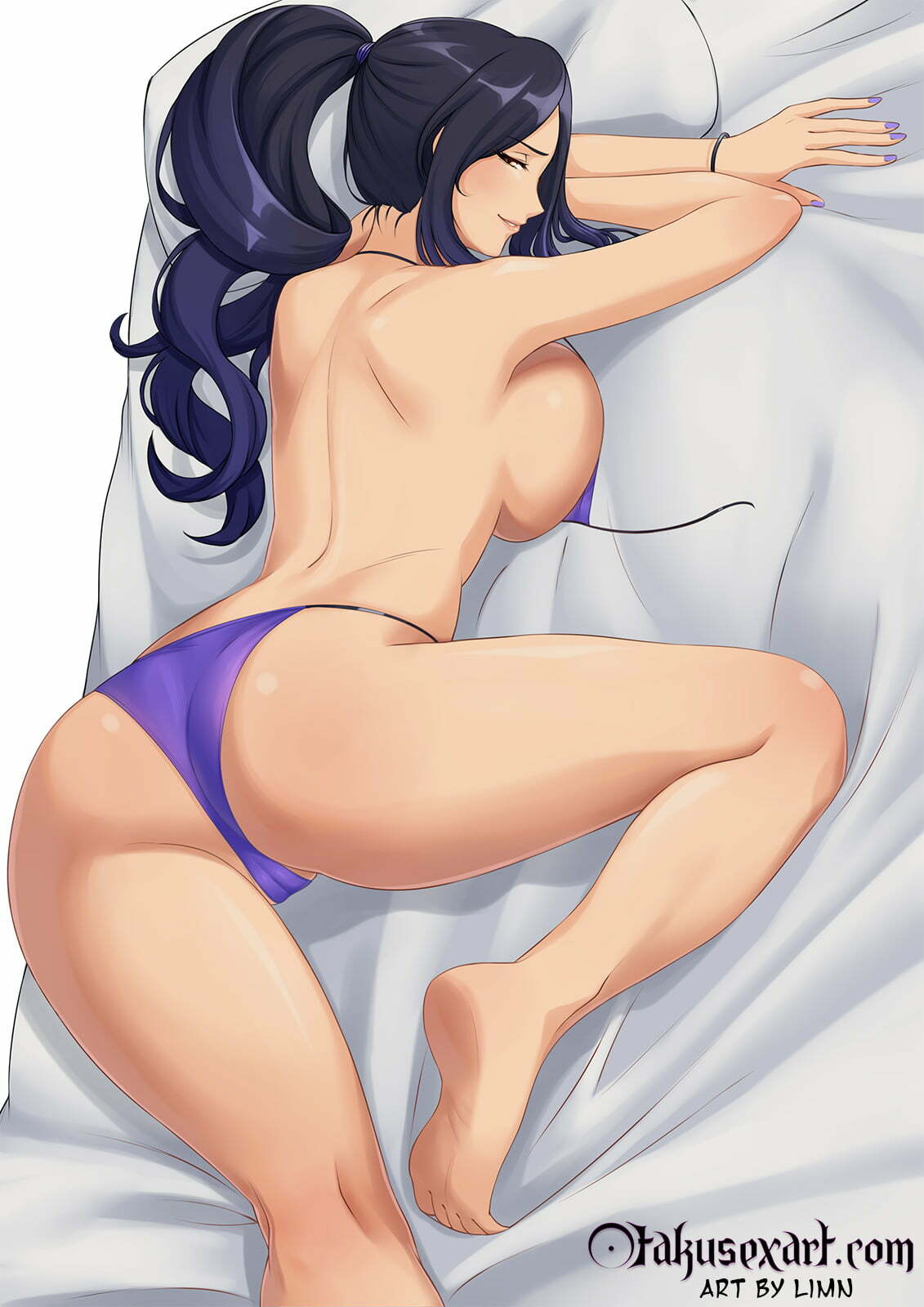 nice ass anime woman purple panties